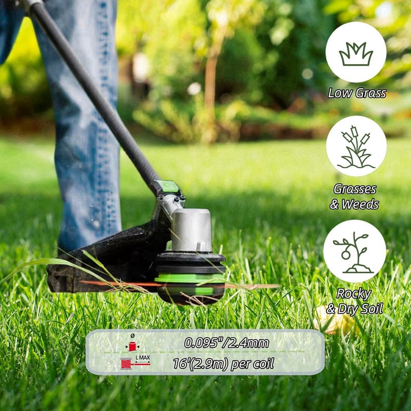 Quintillus 4-Pack String Trimmer Line .095 Compatible with Ego String Trimmer 095 Weed Eater String Pre-Cut Dual Color 3-section Fast-positioning Twisted Trimmer Line Universal Fit Weed Wacker String 16 ft - Image 3